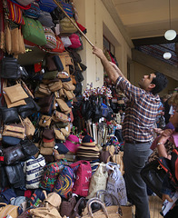 Bags for sale in the Workers' Market, Funchal