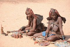Namibia, Souvenir Sellers in the Himba Village of Onjowewe