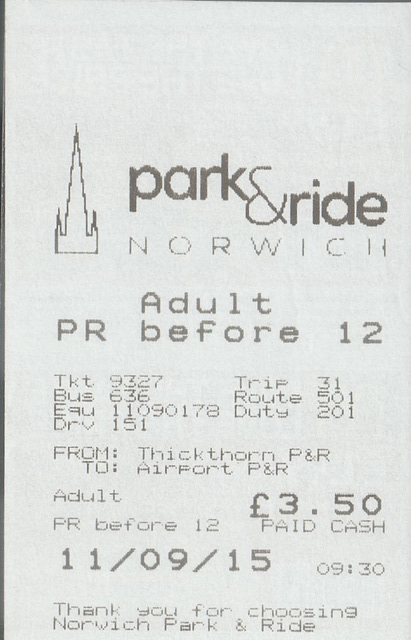 Norwich Park and Ride bus ticket