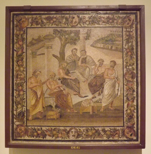 The Academy of Plato Mosaic from Pompeii in the Naples Archaeological Museum, July 2012