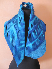 turquoise and blue felted scarf