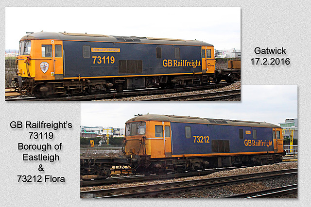 Railfreight 73119 & 73212 - Gatwick - 17.02.2016