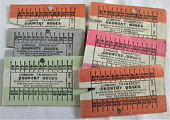 London Transport old bus tickets.
