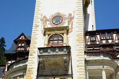 Romania, Sinaia, Paintings on the Peleș Castle Main Tower