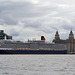Queen Elizabeth with the Liver building