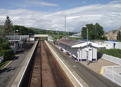 Looking north from the footbridge at Dingwall station.