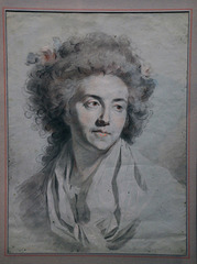 " Jeune femme en buste " , de Claude Hoin . Trois crayons sur papier bleu . Musée d'Orléans .