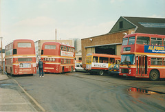 Eastern Counties garage in Bury St. Edmunds - 21 Feb 1990
