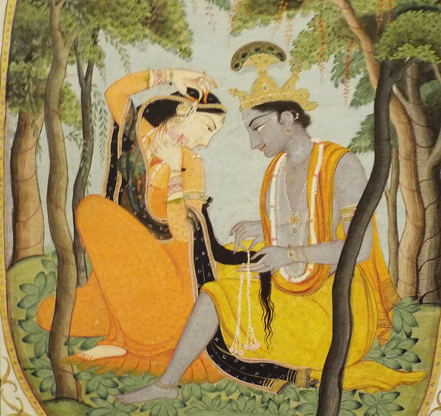 Detail of Krishna Adoring Radha's Hair in the Virginia Museum of Fine Arts, June 2018