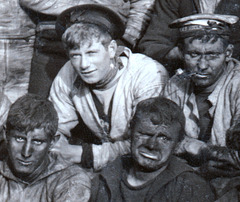 Detail of postcard of Stokers on HMS Hecla WWI period