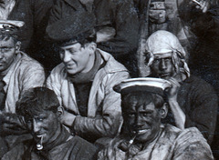 Detail of postcard of Stokers on HMS Hecla WWI period