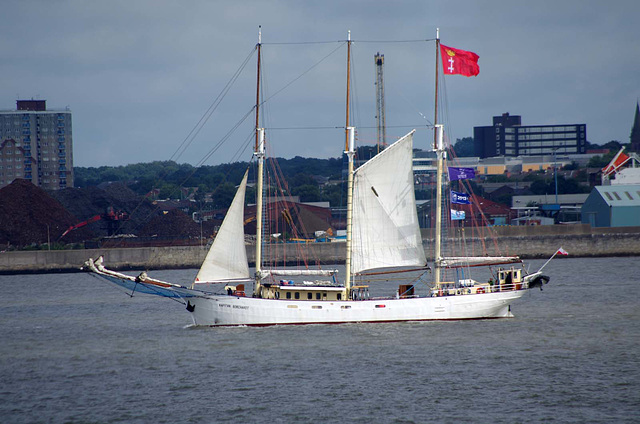 Sailing ship on the Mersey