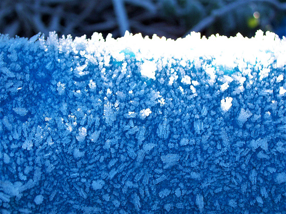 Hoar frost on a tarpaulin looks brilliant in the sun (2)