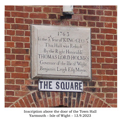 Town Hall inscription, The Square, Yarmouth, Isle of Wight - 13 9 2023