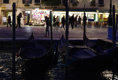 Gondolas at night