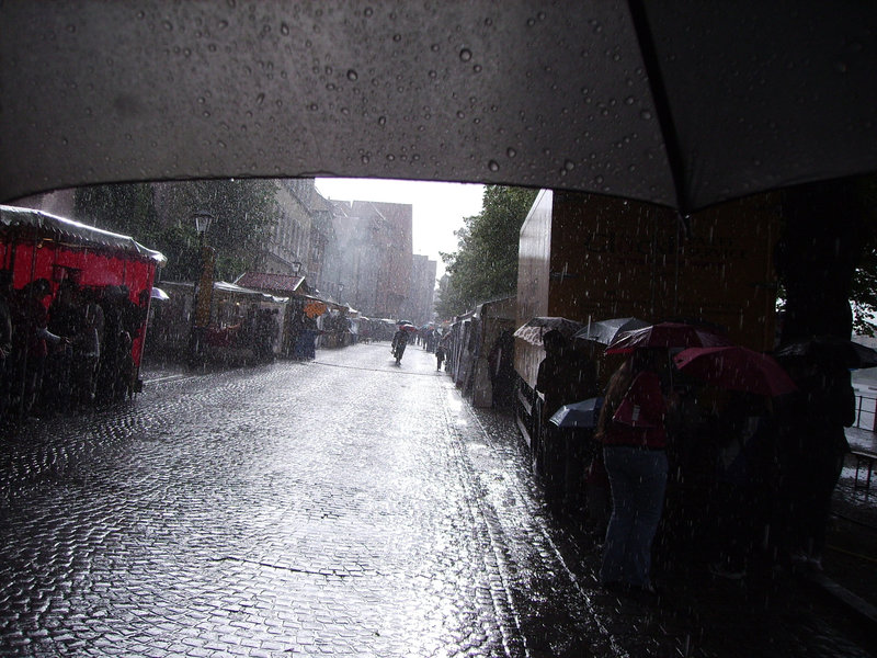 from under an umbrella