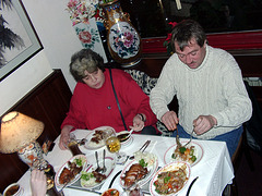 Family at asian restaurant