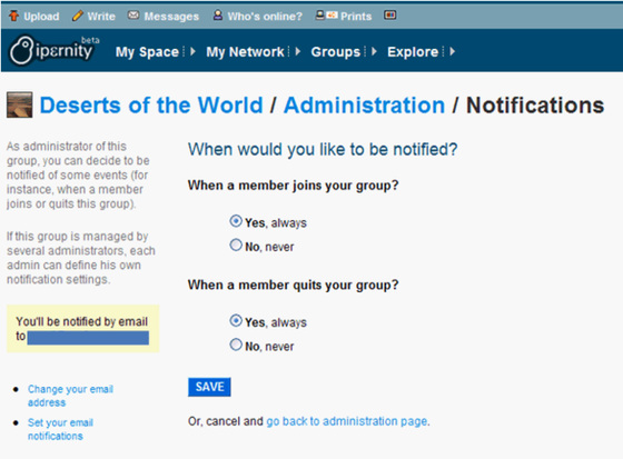 groups admin notifications
