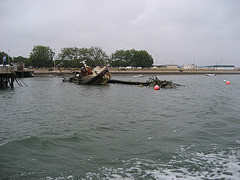 Algarve, Olhão, shipwreck at the shipyard