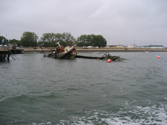 Algarve, Olhão, shipwreck at the shipyard
