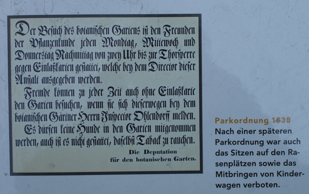 Parkordnung Kaiserzeit