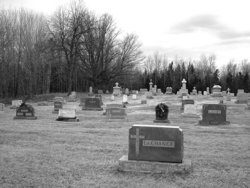 Immaculate heart of Mary cemetery - Churubusco. NY. USA.  March  29th 2009-  B & W