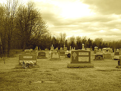 Immaculate heart of Mary cemetery - Churubusco. NY. USA.  March  29th 2009- Sepia