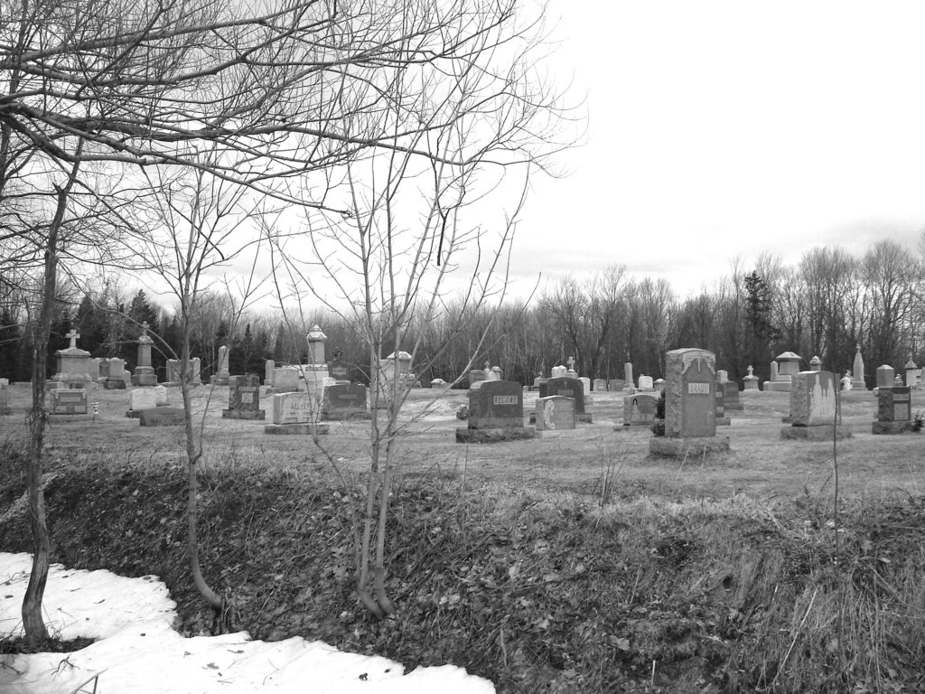 Immaculate heart of Mary cemetery - Churubusco. NY. USA.  March  29th 2009 -  B & W