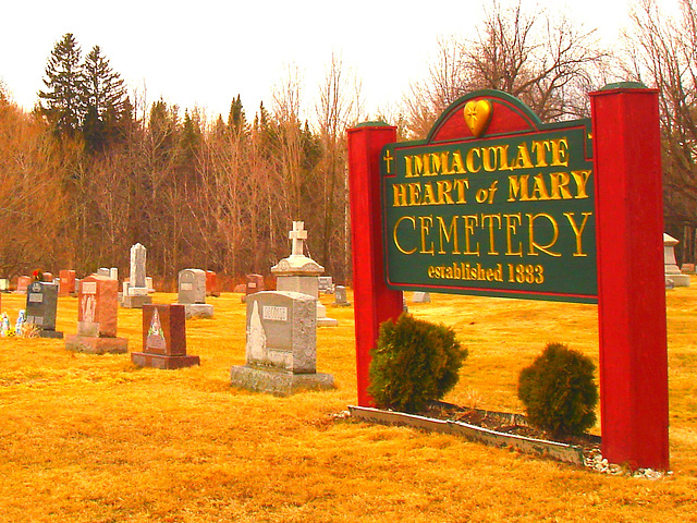 Immaculate heart of Mary cemetery - Churubusco. NY. USA.  March  29th 2009 - Recadrage avec couleurs ravivées