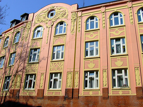 Old building with renovated front