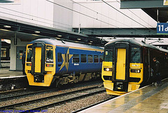 Northern Trains #s 158756 & 158737, Leeds New Station, Leeds, West Yorkshire, England(UK), 2007