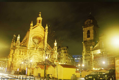 St. Catherine's Church And Christmas Decorations, Brussels, Belgium, January 2007