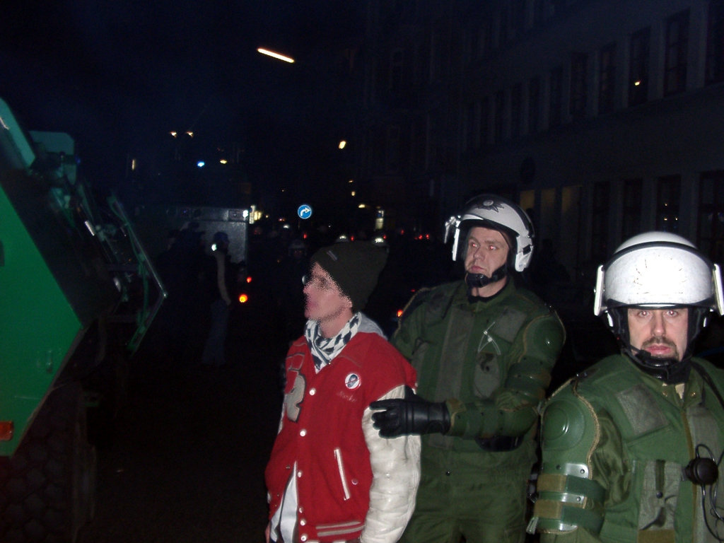 Arrested demonstrant