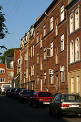 Street in the setting sun