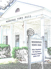 Woodstock Town Hall /  Colourful outlines artwork.