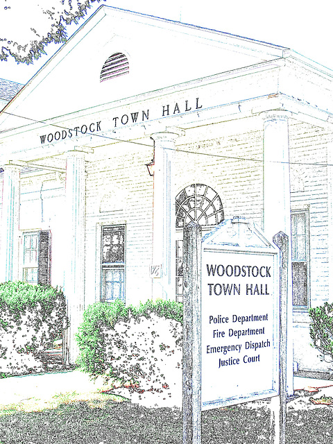 Woodstock Town Hall /  Colourful outlines artwork.