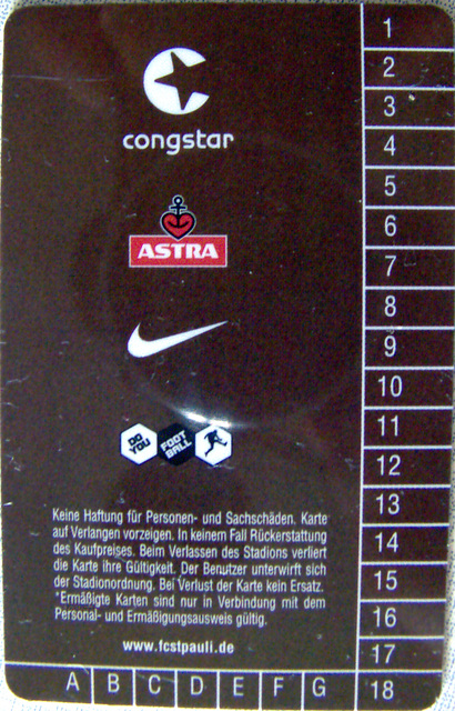 Dauerkarte FC St. Pauli (Rückseite)