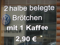 VW-Brötchen mit 1 Kaffee