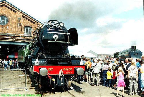 ex-LNER #4472 "Flying Scotsman," and ex-BR #60009 "Union of South Africa" at Doncaster 150 (rescan), Doncaster, England, 2003