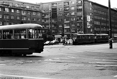 Trams At Nowowiejska and Chałubińskiego Intersection, Warsaw, Poland, 2007