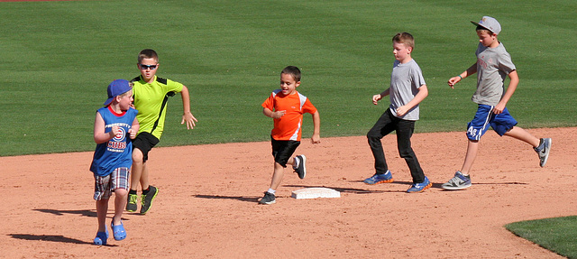 Kids Running The Bases at Hohokam Stadium (0711)