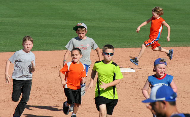 Kids Running The Bases at Hohokam Stadium (0717)