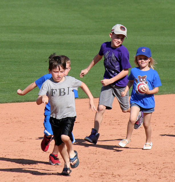 Kids Running The Bases at Hohokam Stadium (0727)