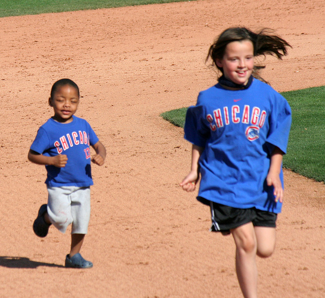 Kids Running The Bases at Hohokam Stadium (0756)