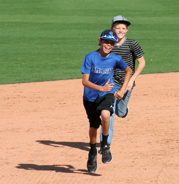Kids Running The Bases at Hohokam Stadium (0819)