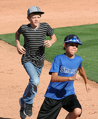 Kids Running The Bases at Hohokam Stadium (0823)