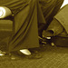 Mature trio -  Brussels airport -  October 19th 2008.- Sepia avec photofiltre.