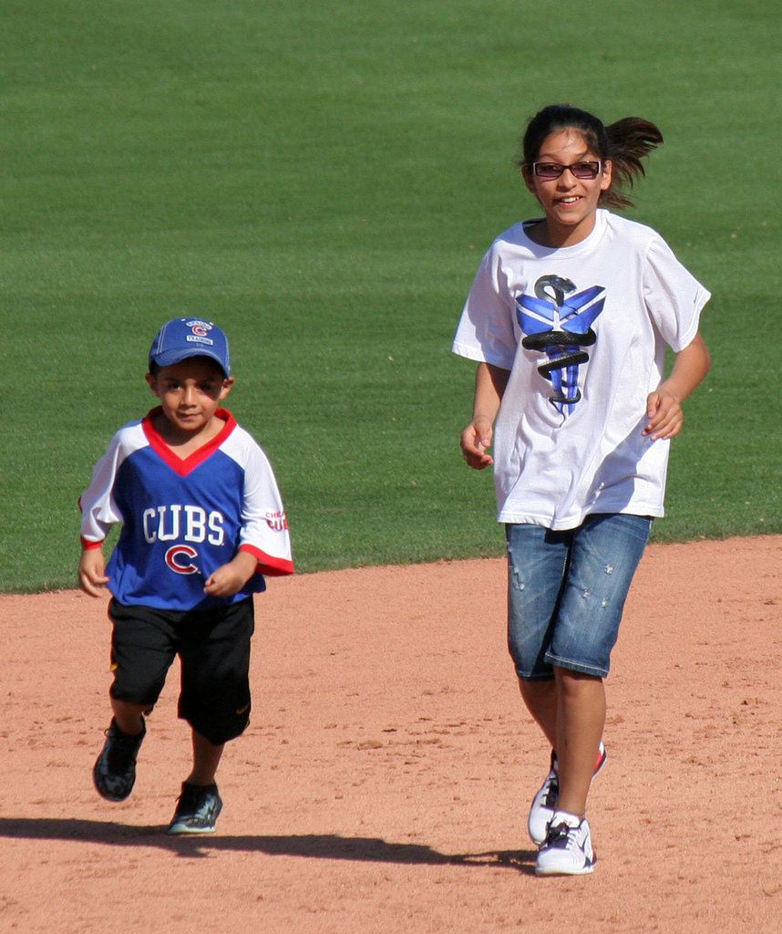 Kids Running The Bases at Hohokam Stadium (0792)