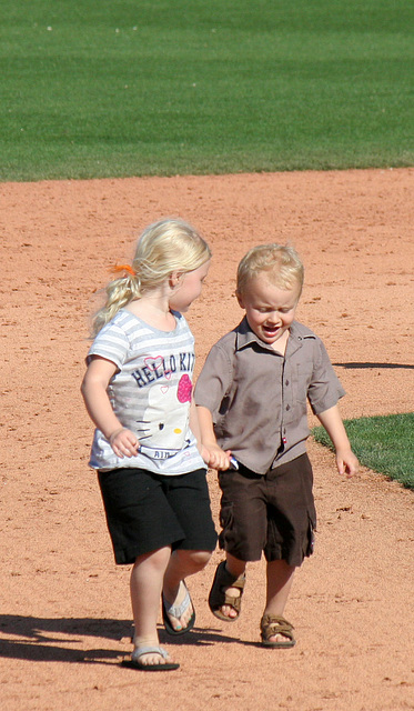 Kids Running The Bases at Hohokam Stadium (0808)