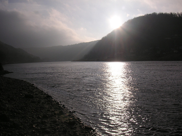 Sonnenaufgang an der Elbe vor meinem Hause